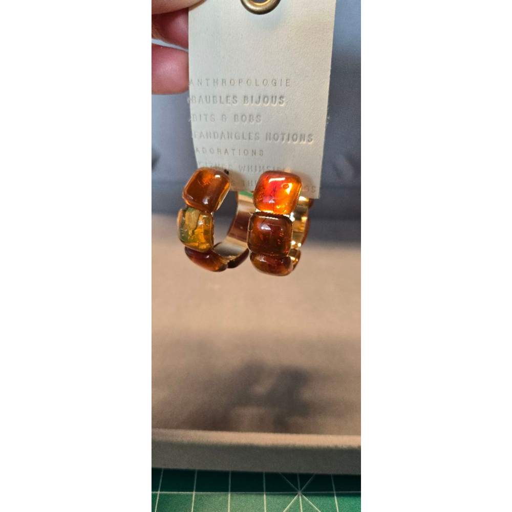 New Hoops earrings anthropology brown and gold tone